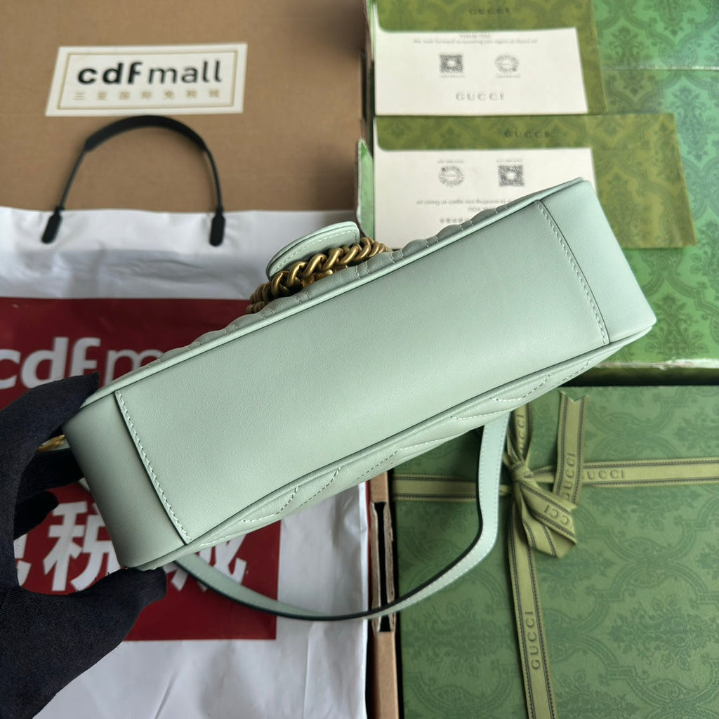 GG MARMONT 26CM CUIR DE VEAU TURQUOISE QUINCAILLERIE DORÉ