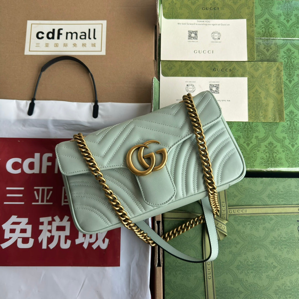 GG MARMONT 26CM CUIR DE VEAU TURQUOISE QUINCAILLERIE DORÉ