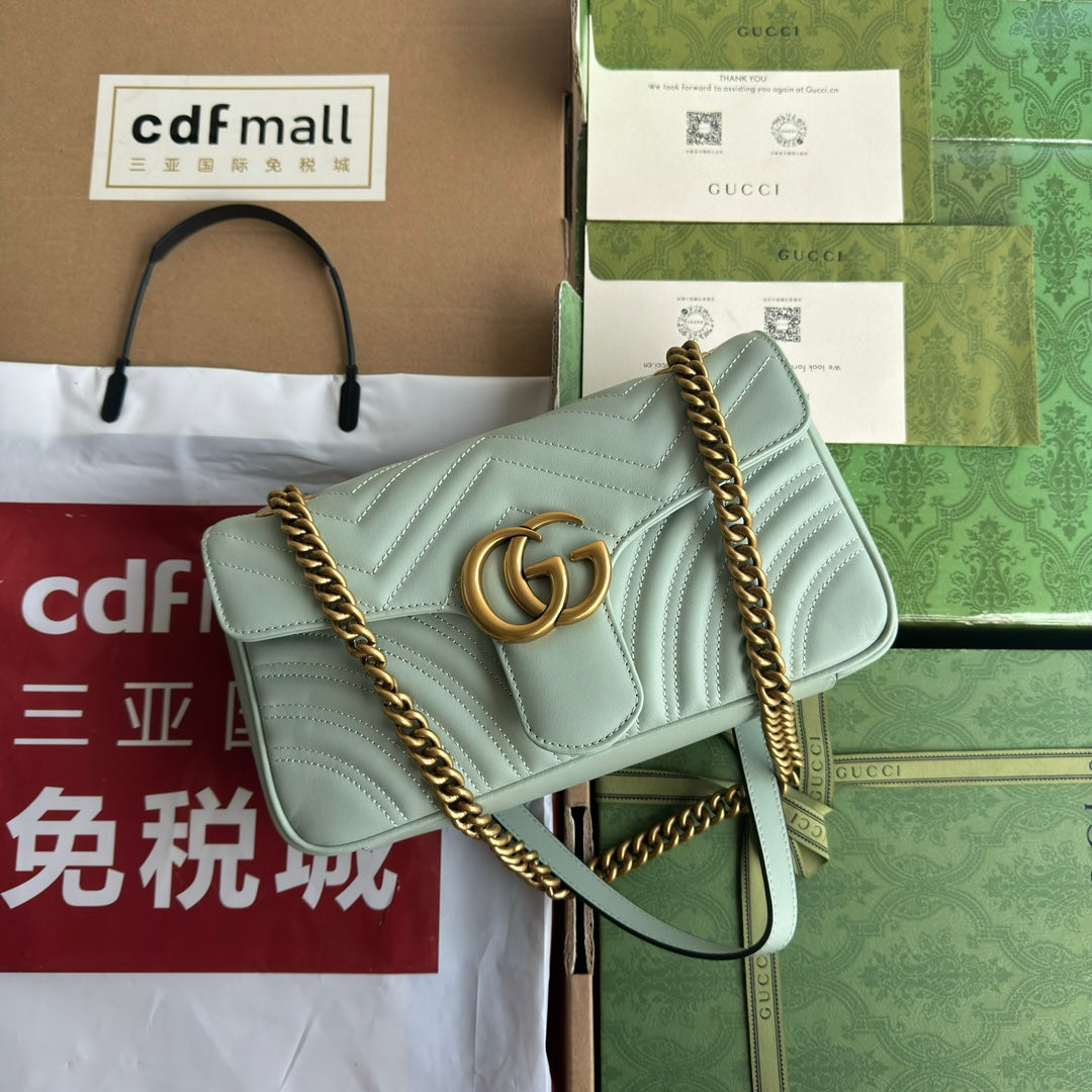 GG MARMONT 26CM CUIR DE VEAU TURQUOISE QUINCAILLERIE DORÉ