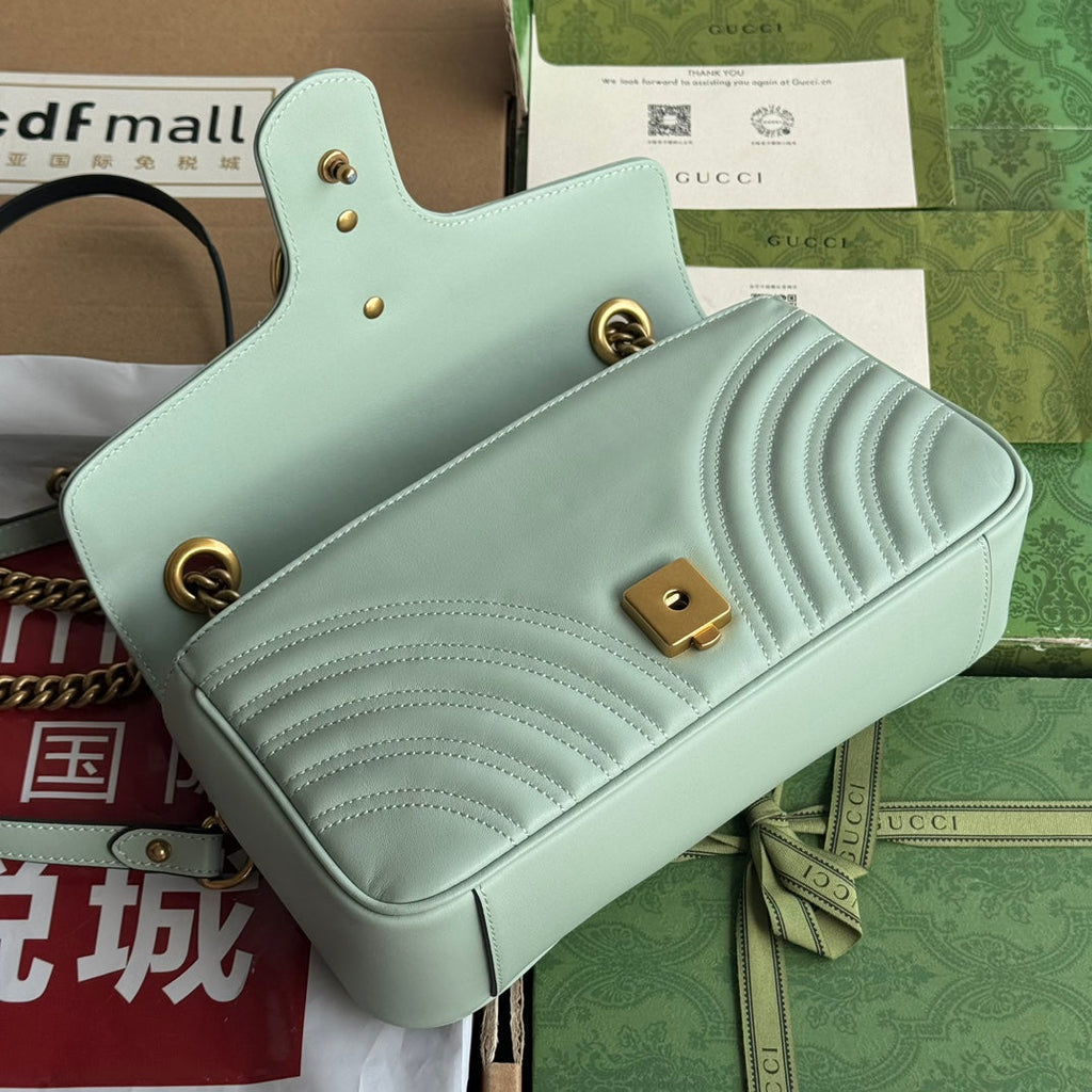 GG MARMONT 26CM CUIR DE VEAU TURQUOISE QUINCAILLERIE DORÉ