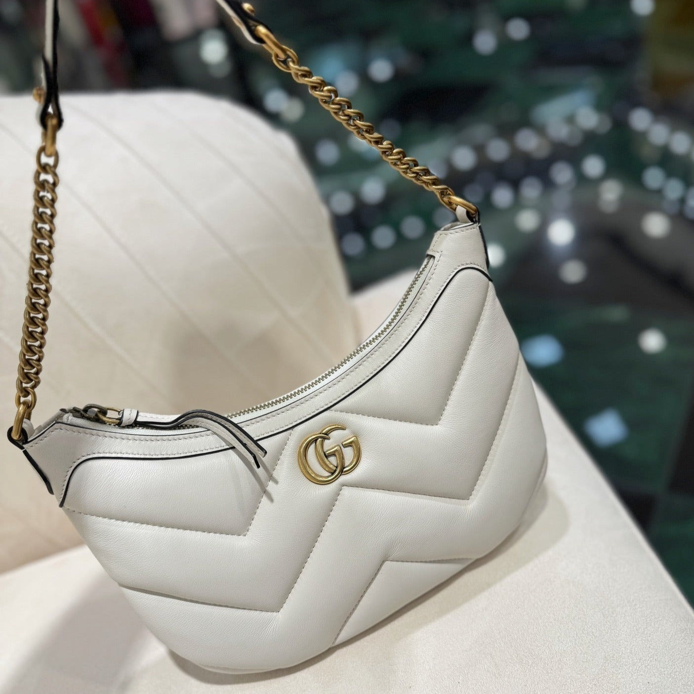 SAC GG SMALL 26 MARMONT EN CUIR DE VEAU BLANC