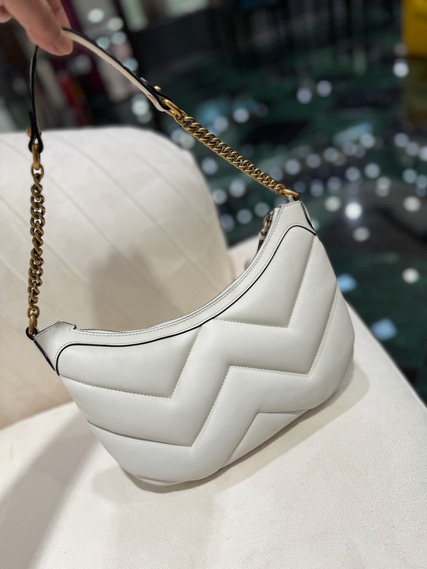 SAC GG SMALL 26 MARMONT EN CUIR DE VEAU BLANC