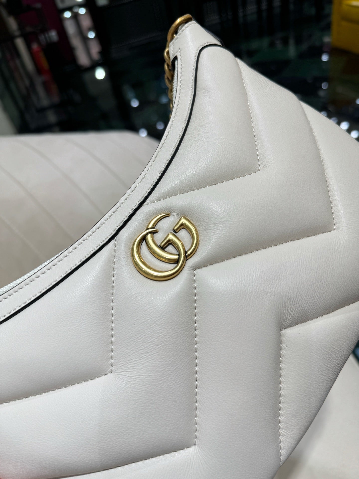 SAC GG SMALL 26 MARMONT EN CUIR DE VEAU BLANC