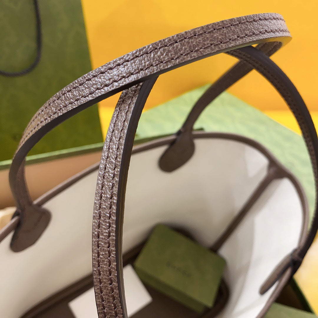 SAC CABAS GG OPHIDIA PETIT 25 EN TOILE BEIGE ET ÉBÈNE
