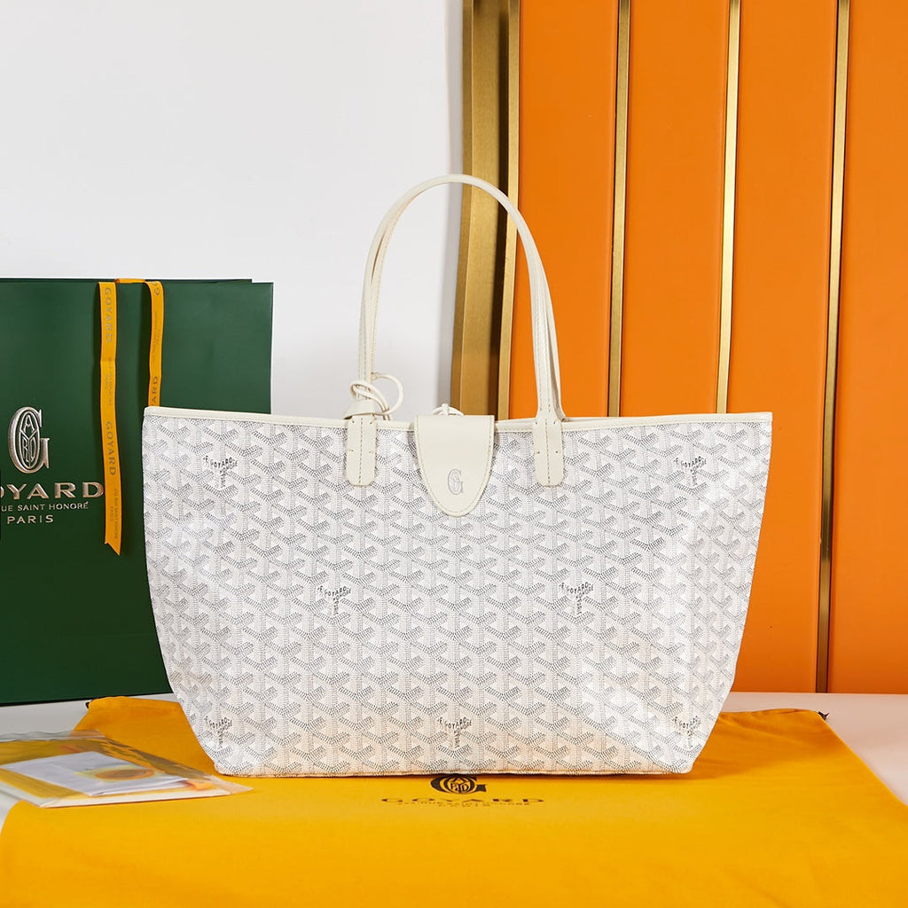 SAINT LOUIS PM 34CM WHITE CANVAS CHEVROCHES CALFSKIN