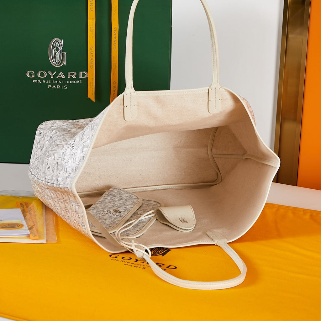 SAINT LOUIS PM 34CM WHITE CANVAS CHEVROCHES CALFSKIN