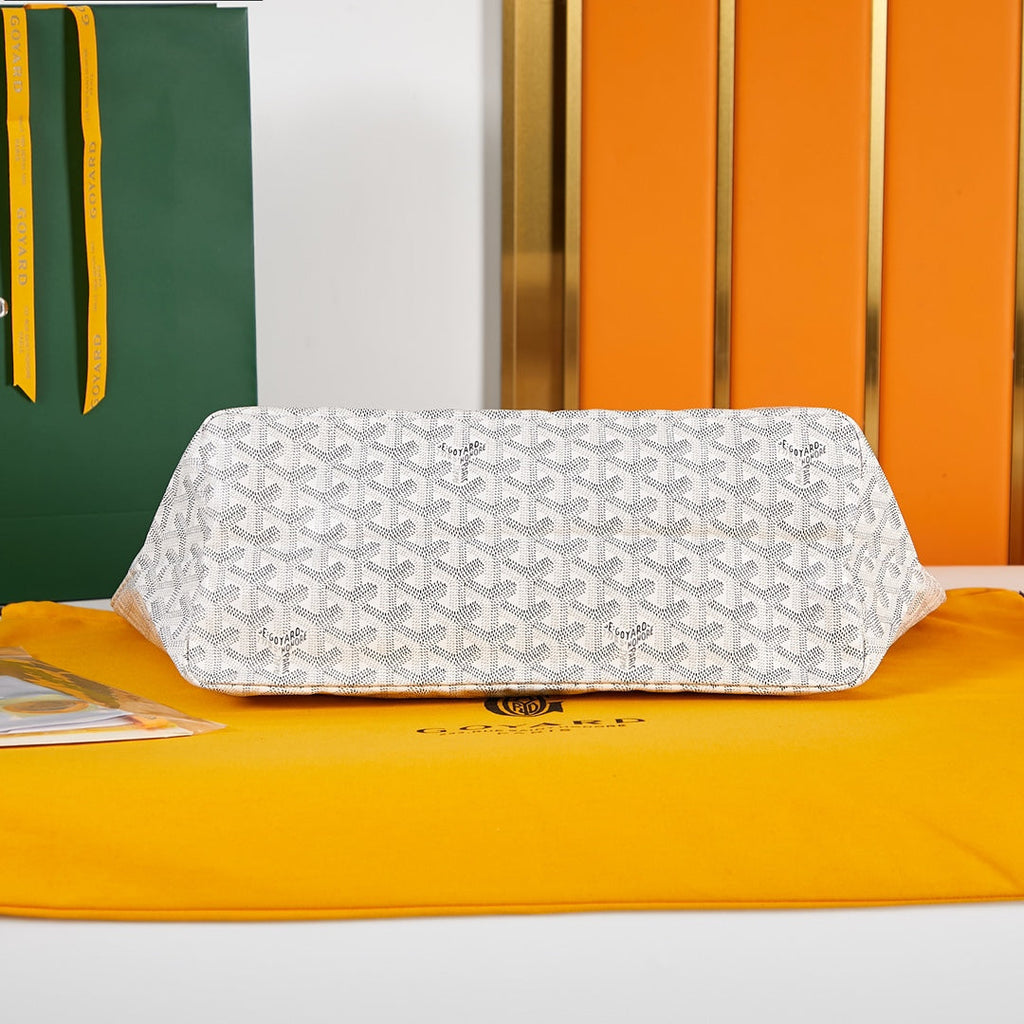 SAINT LOUIS PM 34CM WHITE CANVAS CHEVROCHES CALFSKIN