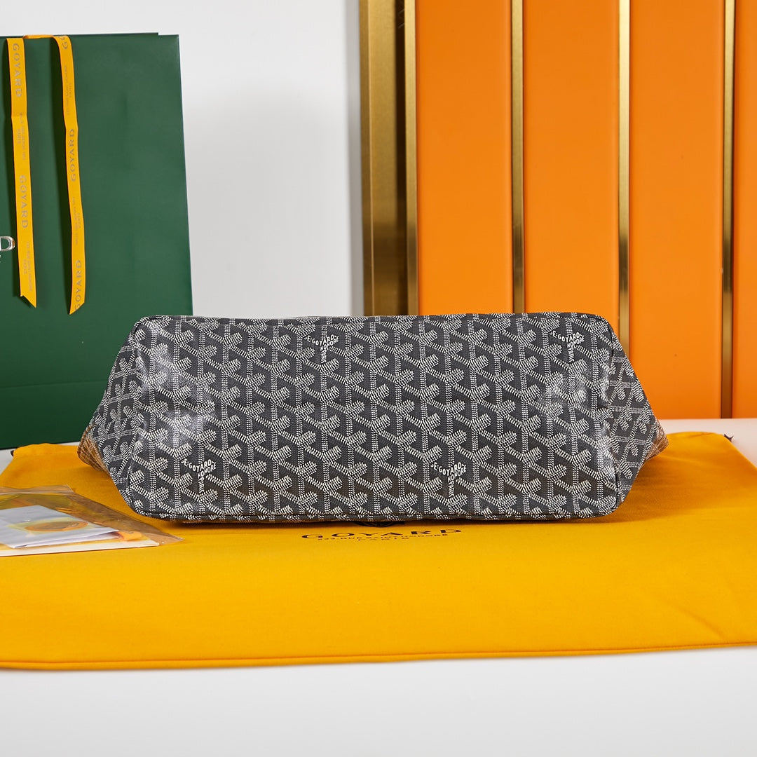 SAINT LOUIS PM 34CM GREY CANVAS CHEVROCHES CALFSKIN