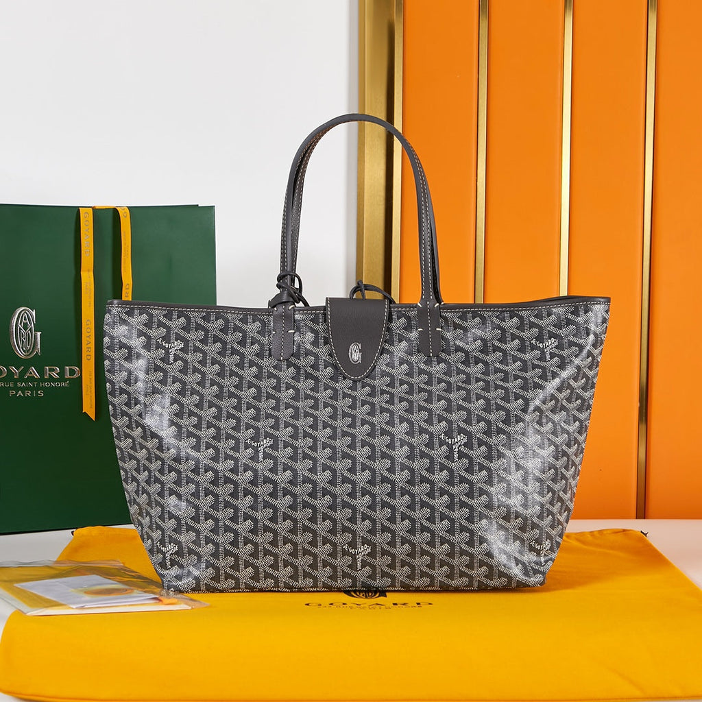 SAINT LOUIS PM 34CM GREY CANVAS CHEVROCHES CALFSKIN