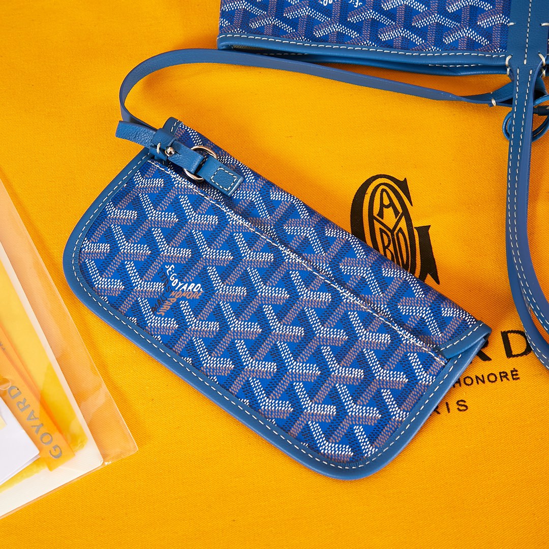 SAINT LOUIS PM 34CM BLUE CANVAS CHEVROCHES CALFSKIN