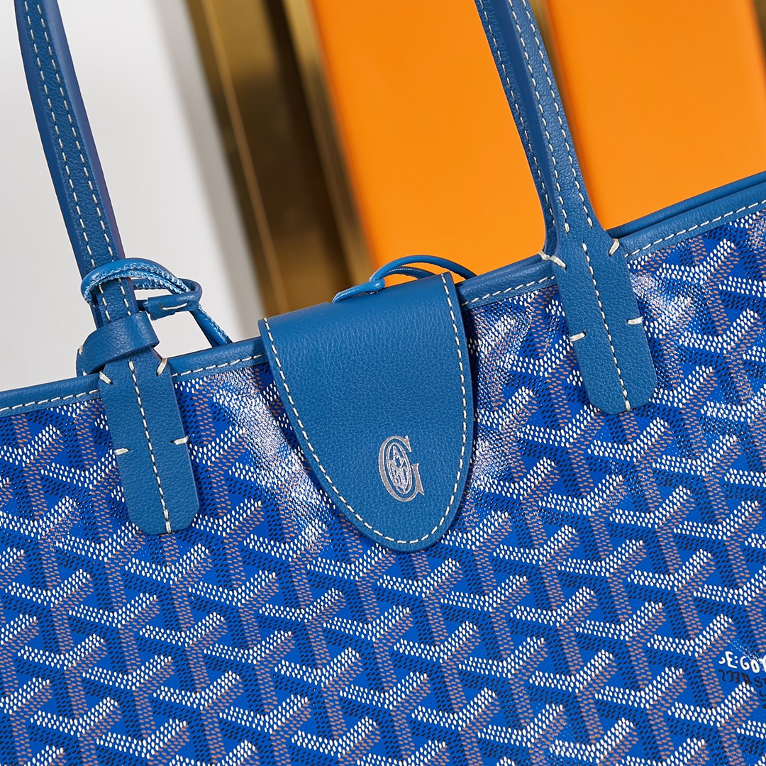 SAINT LOUIS PM 34CM BLUE CANVAS CHEVROCHES CALFSKIN