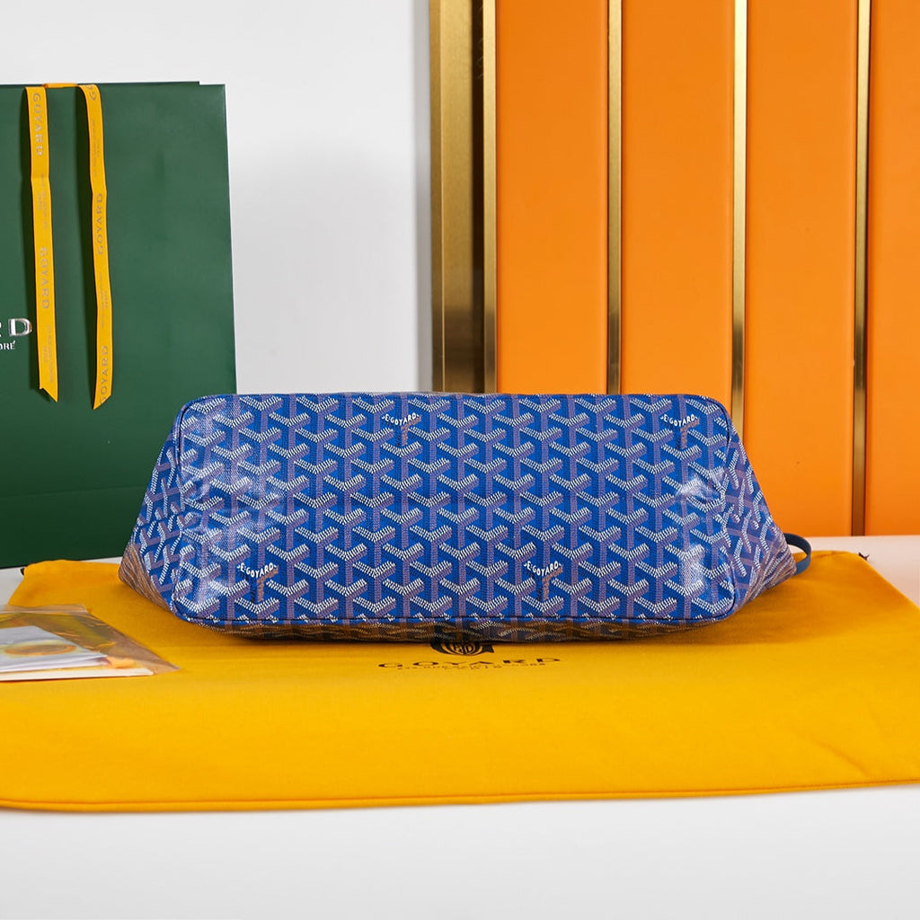 SAINT LOUIS PM 34CM BLUE CANVAS CHEVROCHES CALFSKIN