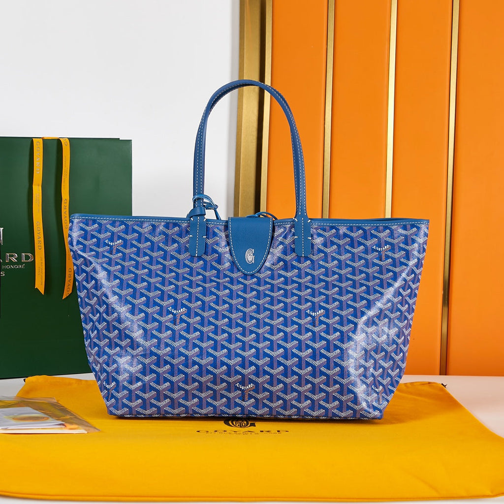 SAINT LOUIS PM 34CM BLUE CANVAS CHEVROCHES CALFSKIN