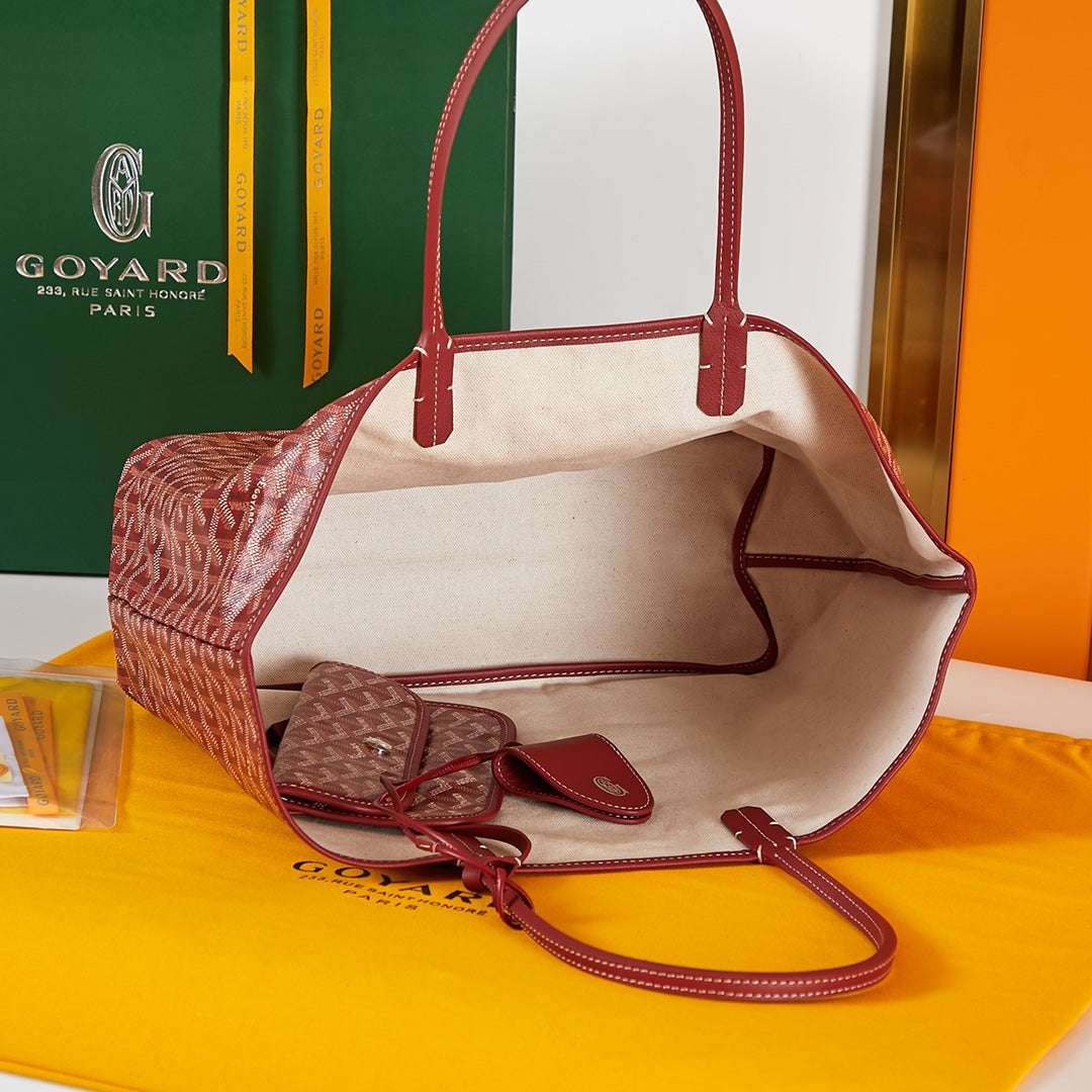 SAINT LOUIS PM 34CM DARK RED CANVAS CHEVROCHES CALFSKIN