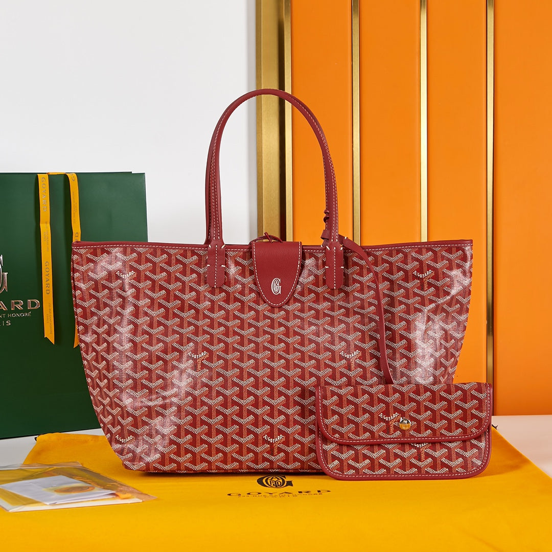 SAINT LOUIS PM 34CM DARK RED CANVAS CHEVROCHES CALFSKIN