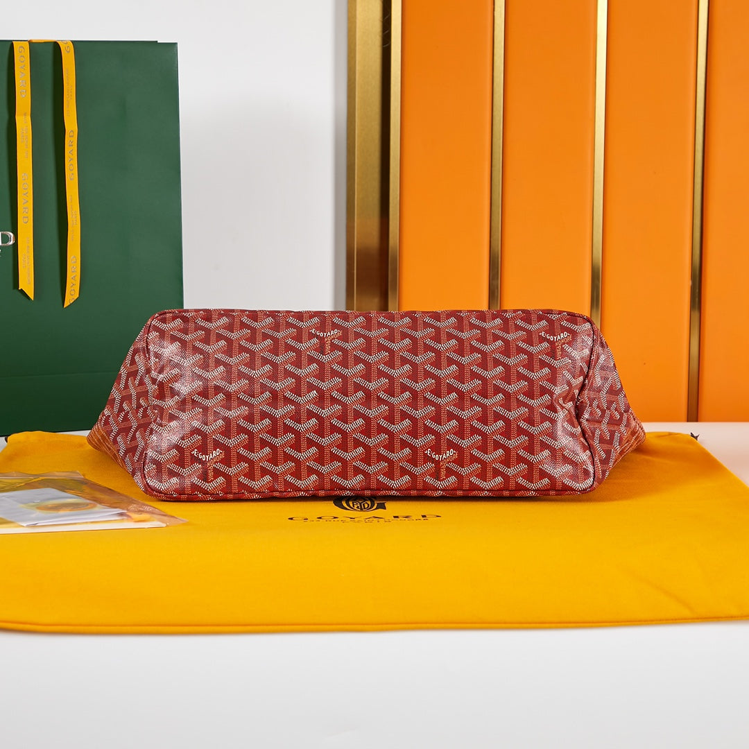 SAINT LOUIS PM 34CM DARK RED CANVAS CHEVROCHES CALFSKIN