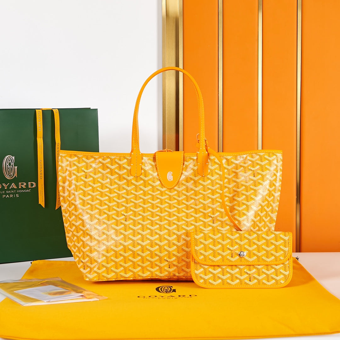 SAINT LOUIS PM 34CM YELLOW CANVAS CHEVROCHES CALFSKIN