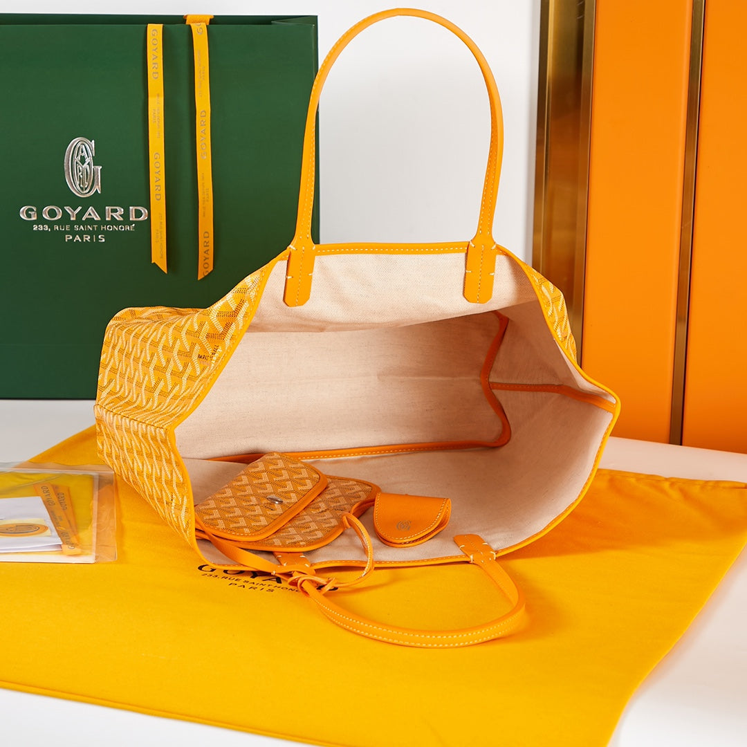 SAINT LOUIS PM 34CM YELLOW CANVAS CHEVROCHES CALFSKIN