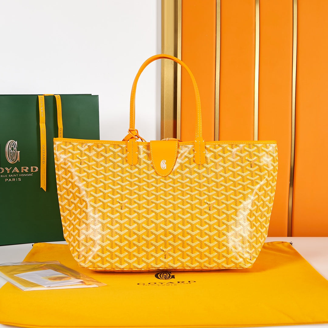 SAINT LOUIS PM 34CM YELLOW CANVAS CHEVROCHES CALFSKIN