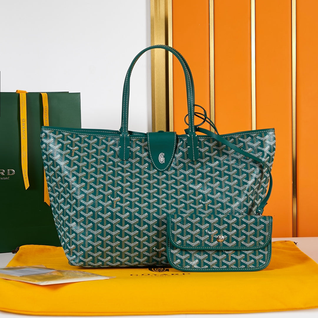 SAINT LOUIS PM 34CM GREEN CANVAS CHEVROCHES CALFSKIN
