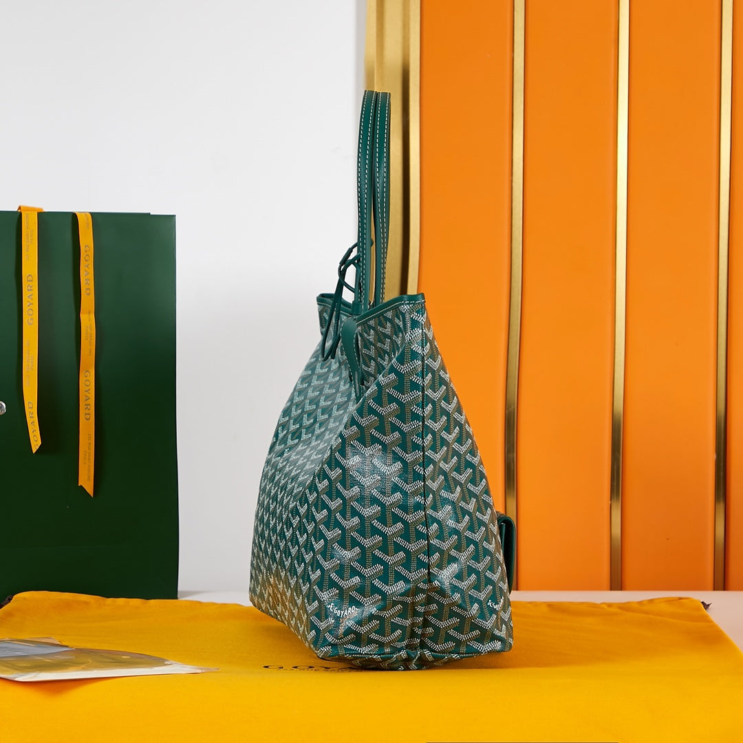 SAINT LOUIS PM 34CM GREEN CANVAS CHEVROCHES CALFSKIN