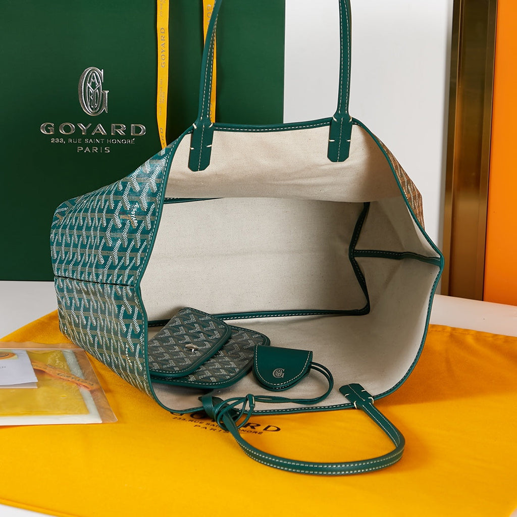 SAINT LOUIS PM 34CM GREEN CANVAS CHEVROCHES CALFSKIN