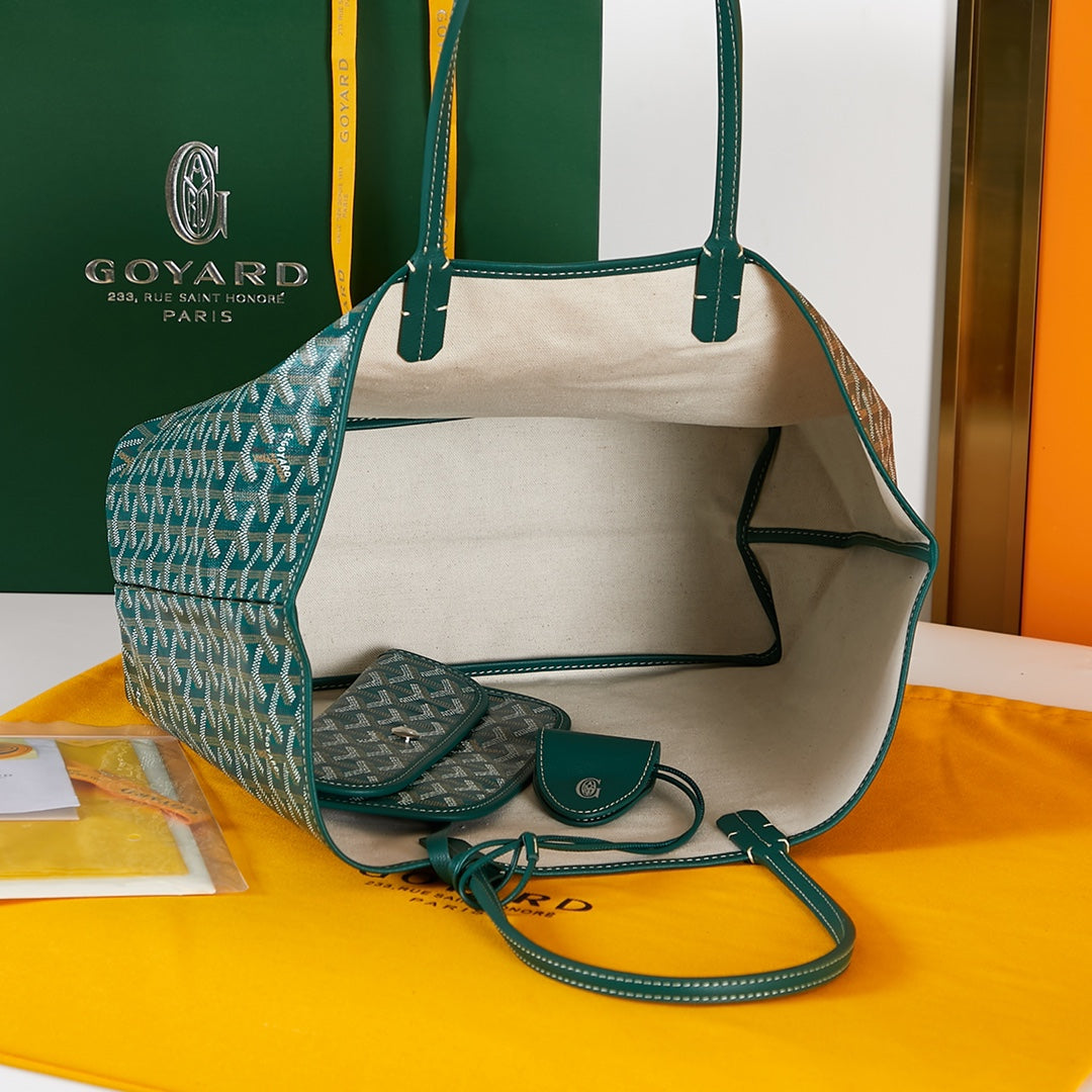 SAINT LOUIS PM 34CM GREEN CANVAS CHEVROCHES CALFSKIN