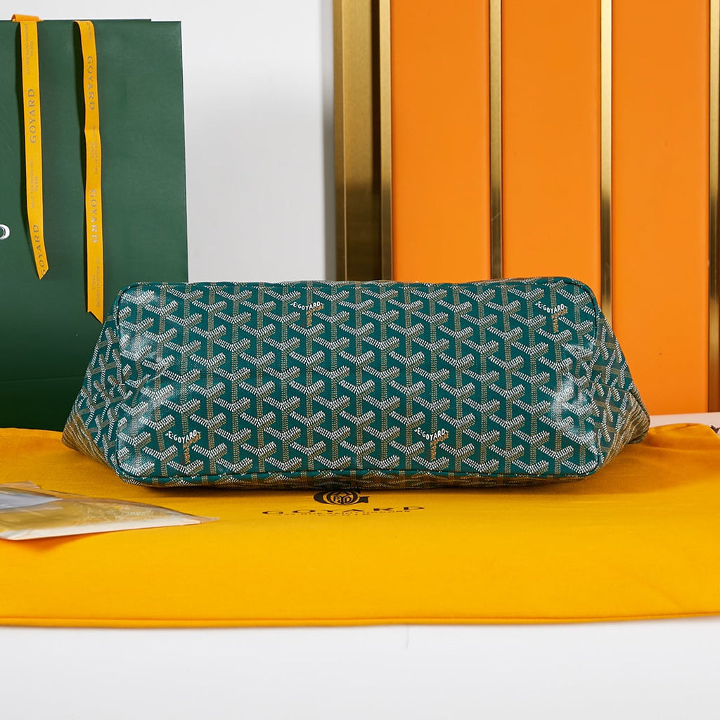 SAINT LOUIS PM 34CM GREEN CANVAS CHEVROCHES CALFSKIN