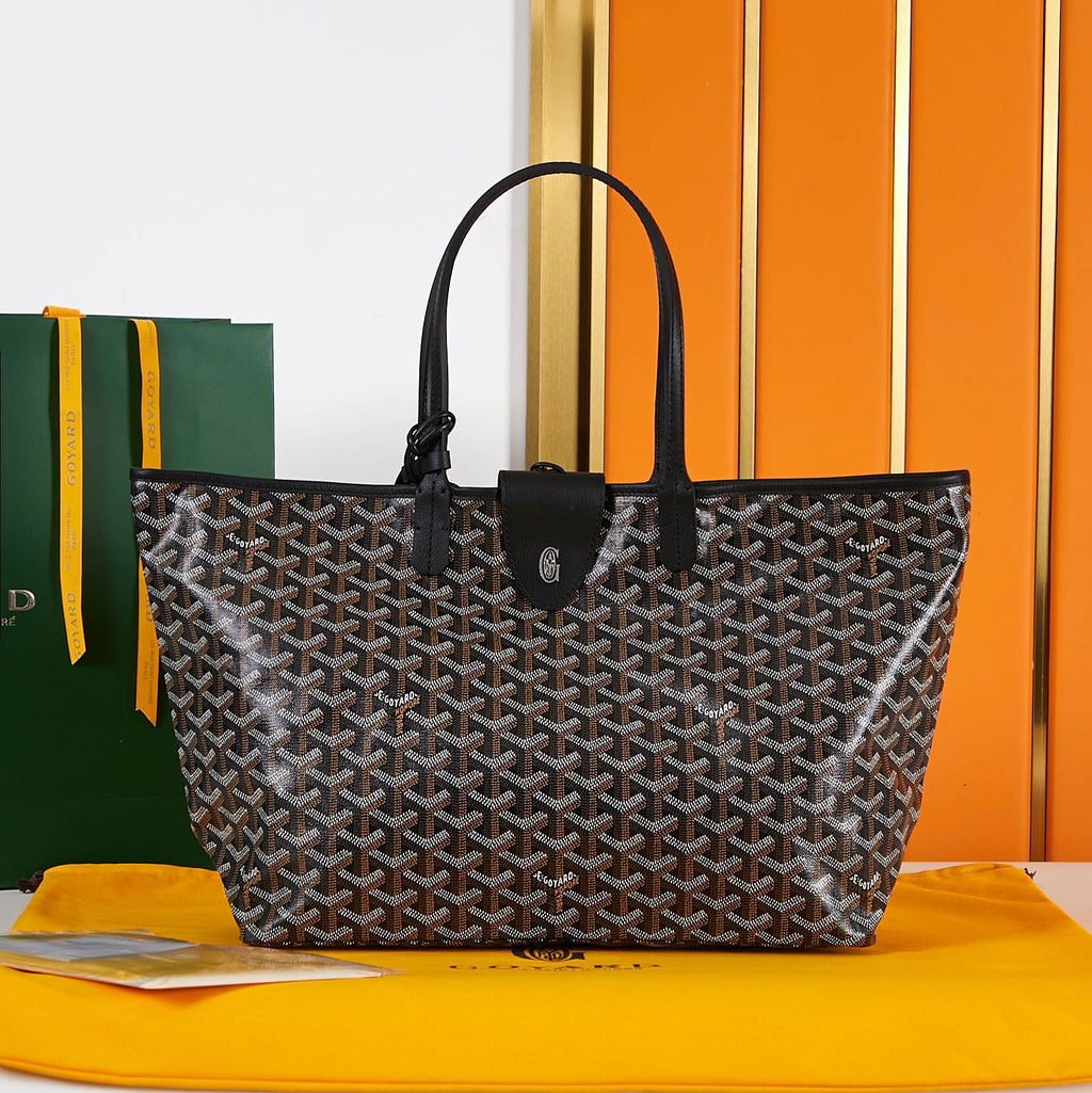 SAINT LOUIS PM 34CM BLACK CANVAS CHEVROCHES CALFSKIN