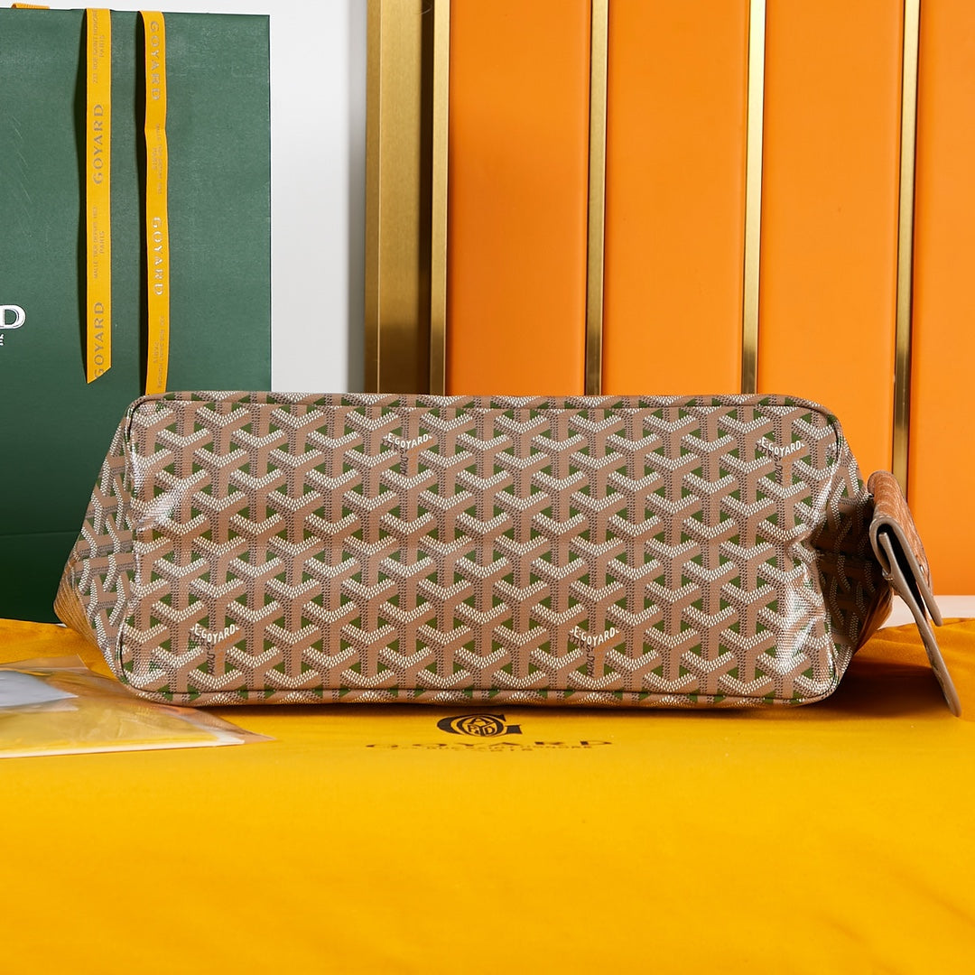 SAINT LOUIS PM 34CM BROWN KHAKI CANVAS CHEVROCHES CALFSKIN