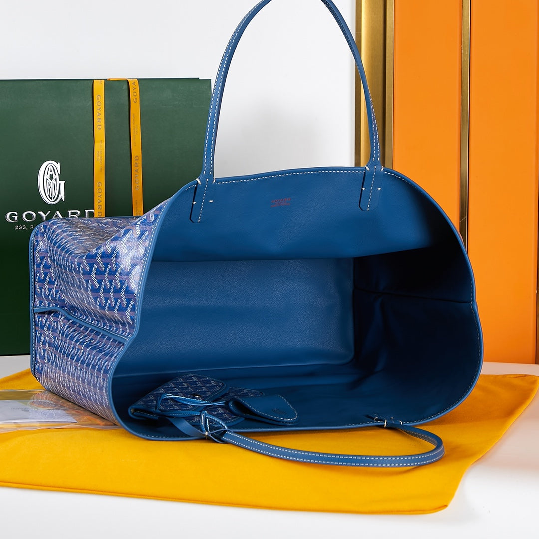 SAINT LOUIS GM 40 BLUE CANVAS CHEVROCHES CALFSKIN