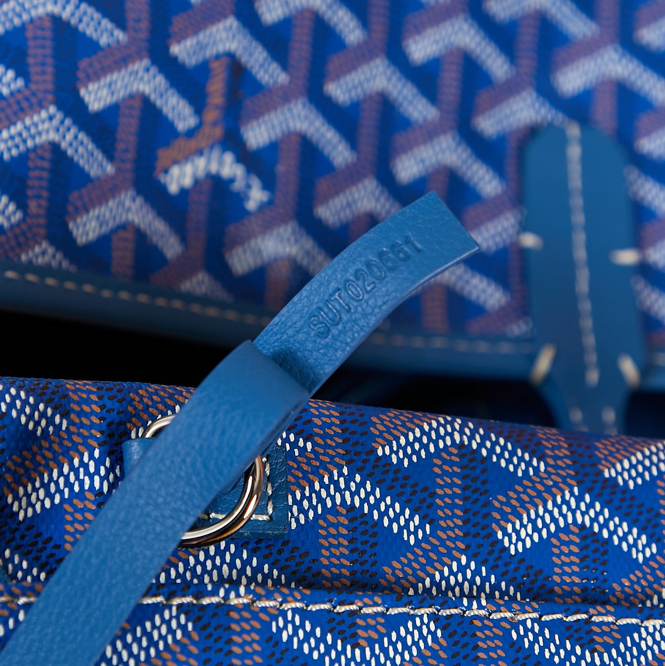 SAINT LOUIS GM 40 BLUE CANVAS CHEVROCHES CALFSKIN