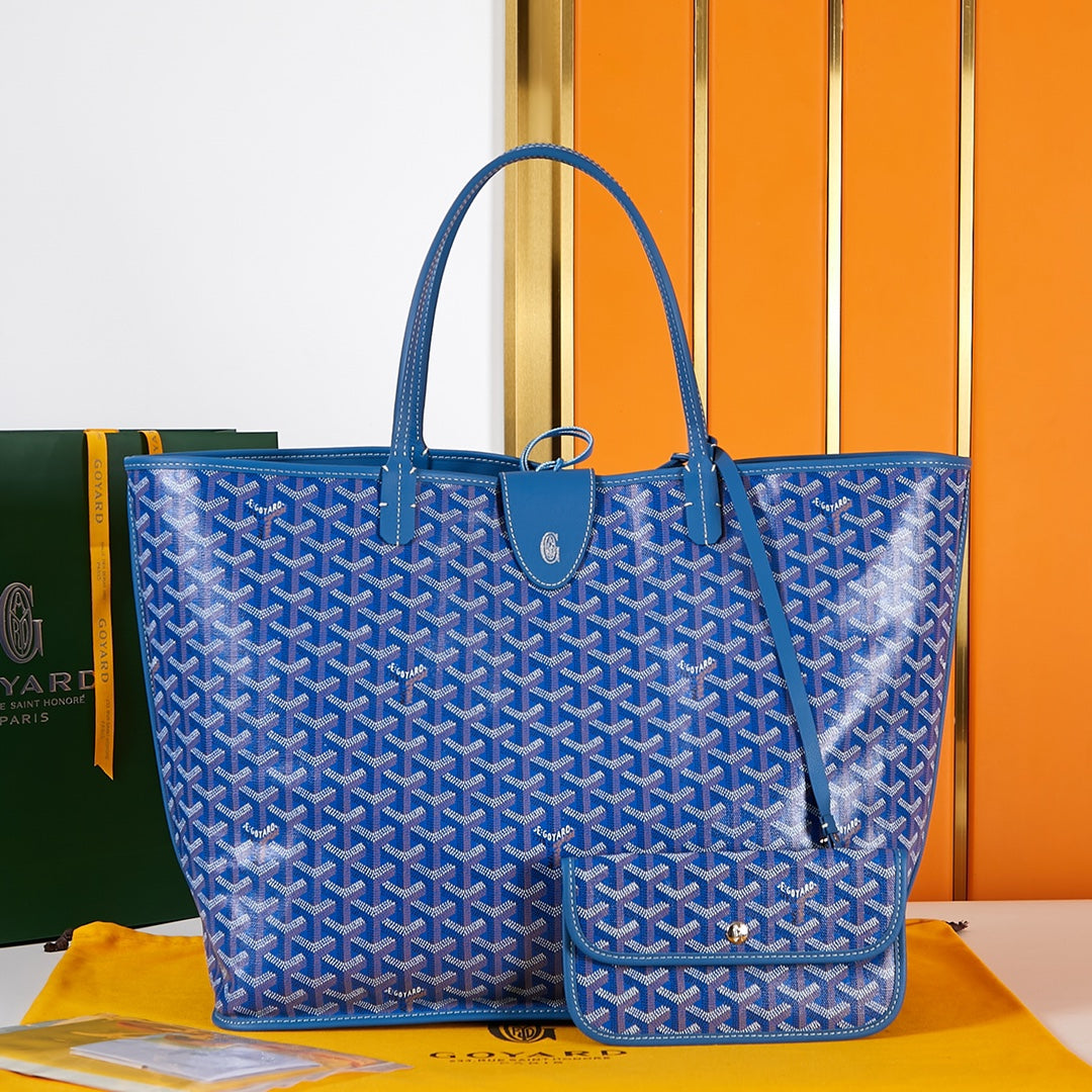 SAINT LOUIS GM 40 BLUE CANVAS CHEVROCHES CALFSKIN