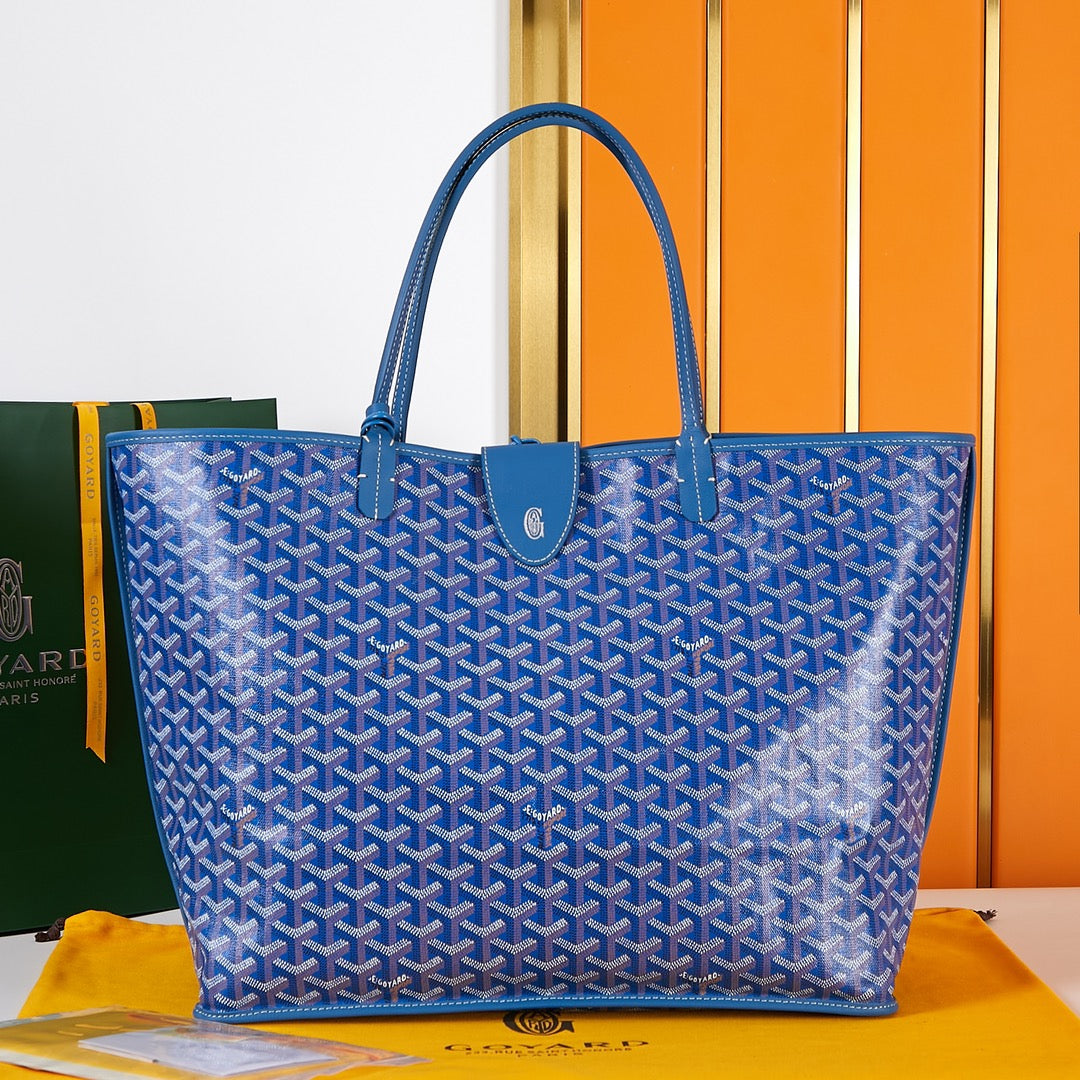 SAINT LOUIS GM 40 BLUE CANVAS CHEVROCHES CALFSKIN