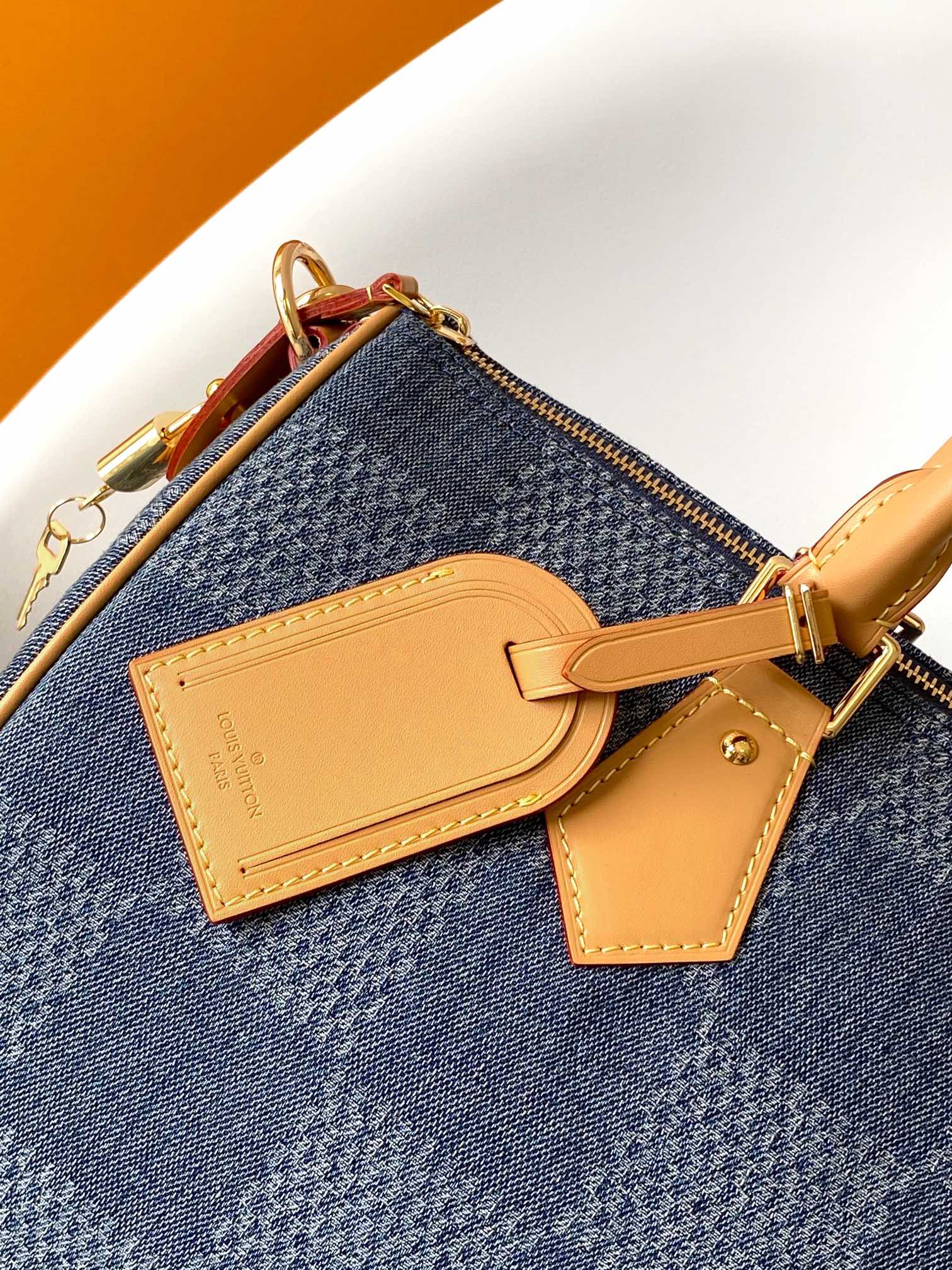SPEEDY BANDOULIÈRE 40 EN DENIM DAMIER BLEU modèle 3D