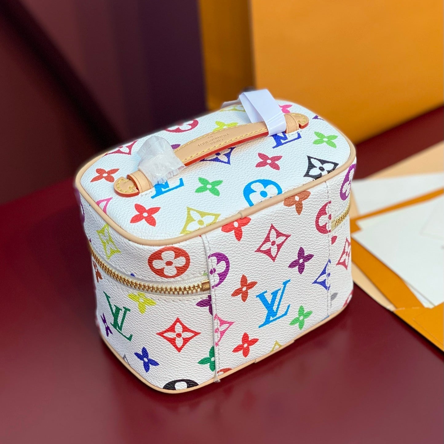 NICE NANO 14 EN TOILE MONOGRAMME MULTICOLORE FERMETURE ÉCLAIR DORÉ