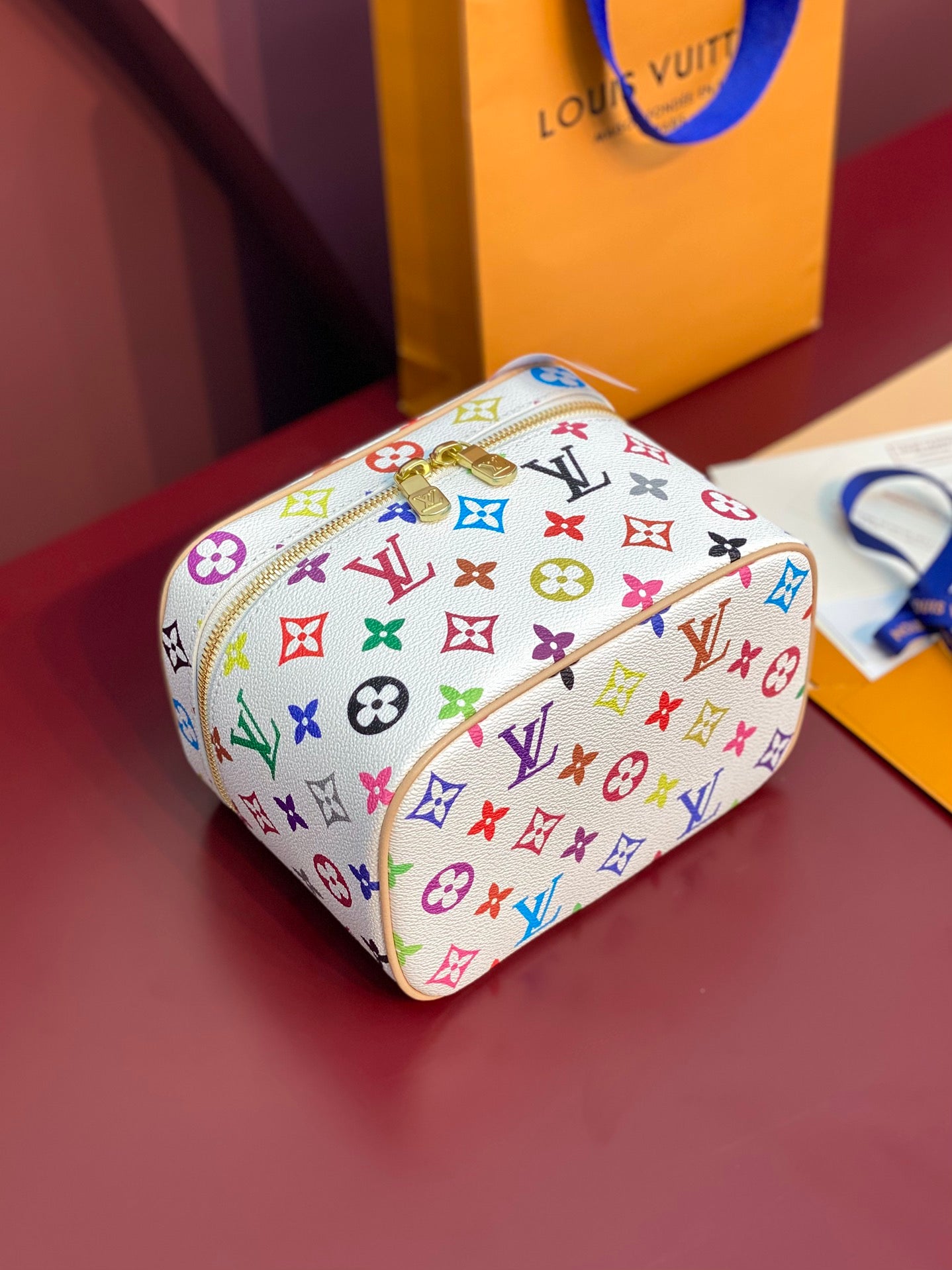 JOLI BB 20 EN TOILE MONOGRAMME MULTICOLORE FERMETURE ÉCLAIR DORÉ