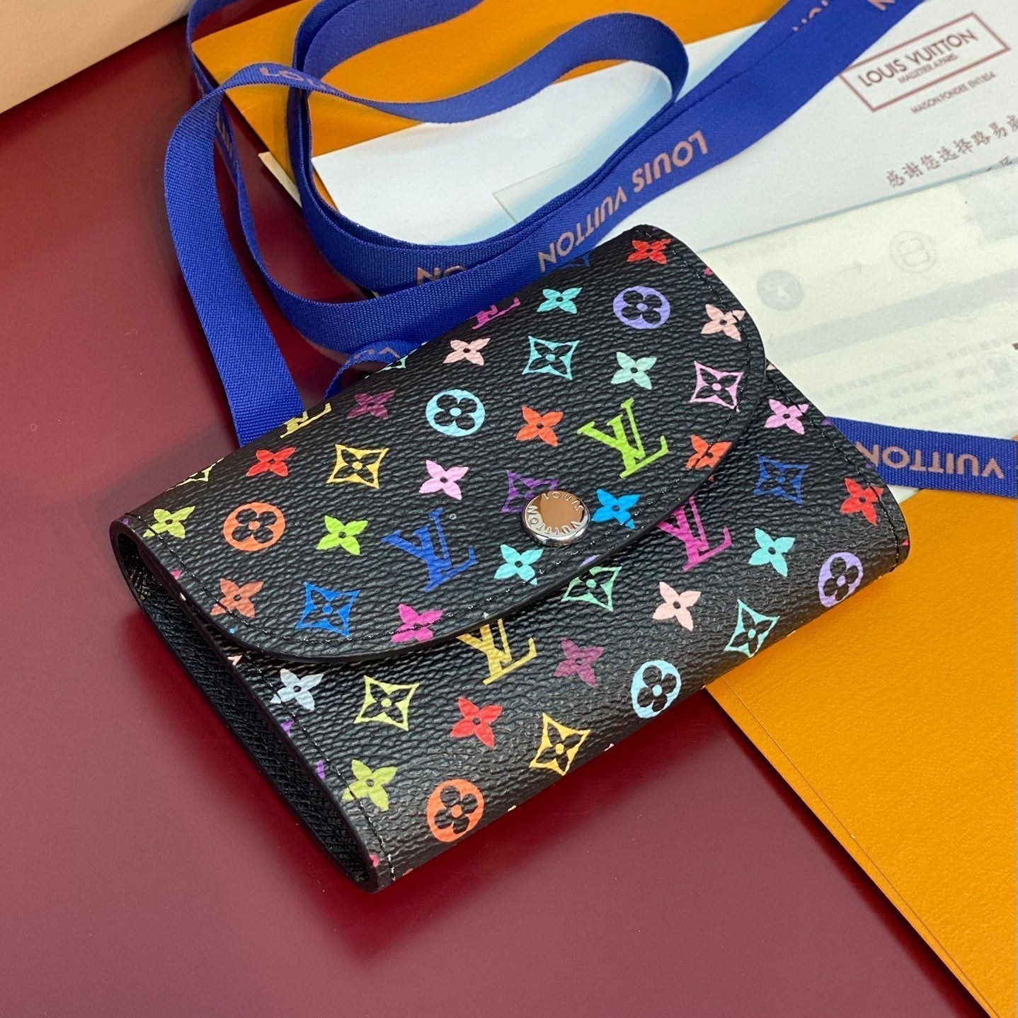 PORTE-MONNAIE LV X TM ROSALIE EN TOILE MONOGRAMME NOIRE ET MULTICOLORE