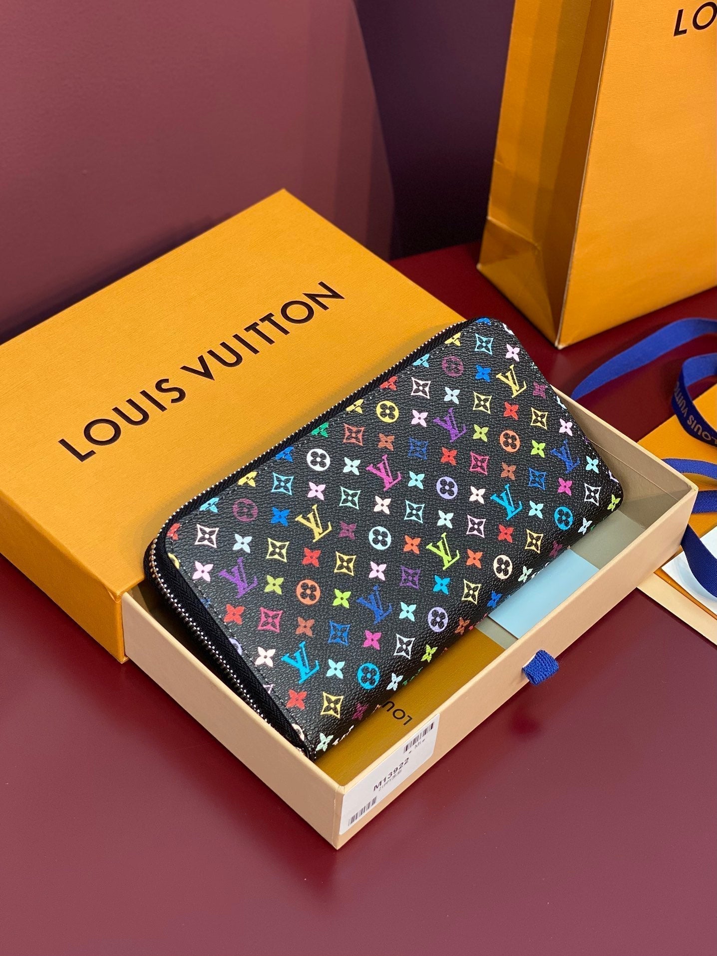 PORTEFEUILLE ZIPPÉ LV X TM EN TOILE MONOGRAMME NOIR MULTICOLORE
