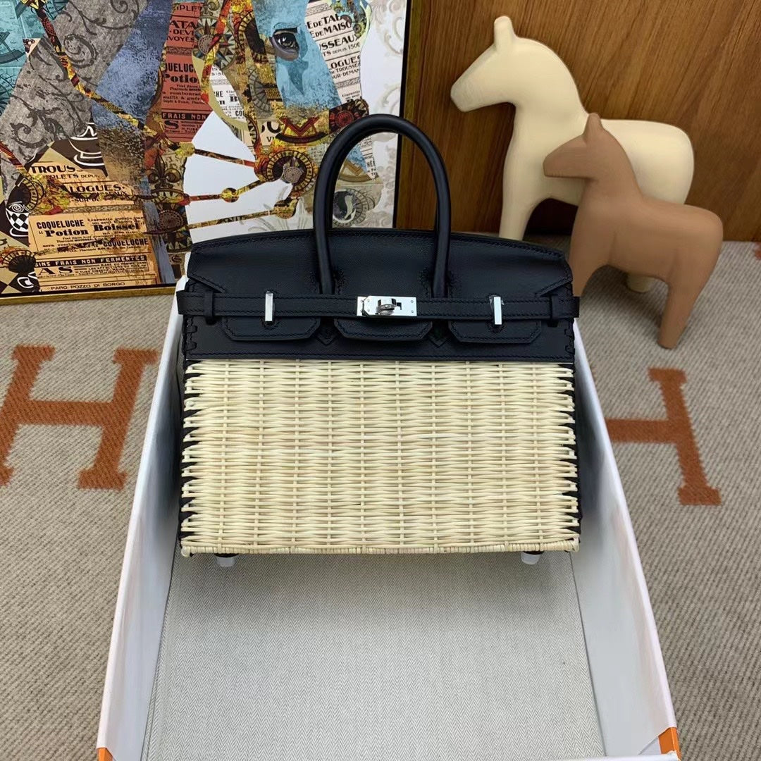 HM バーキン 25 cm ピクニック ブラック バンブー＆ラタン