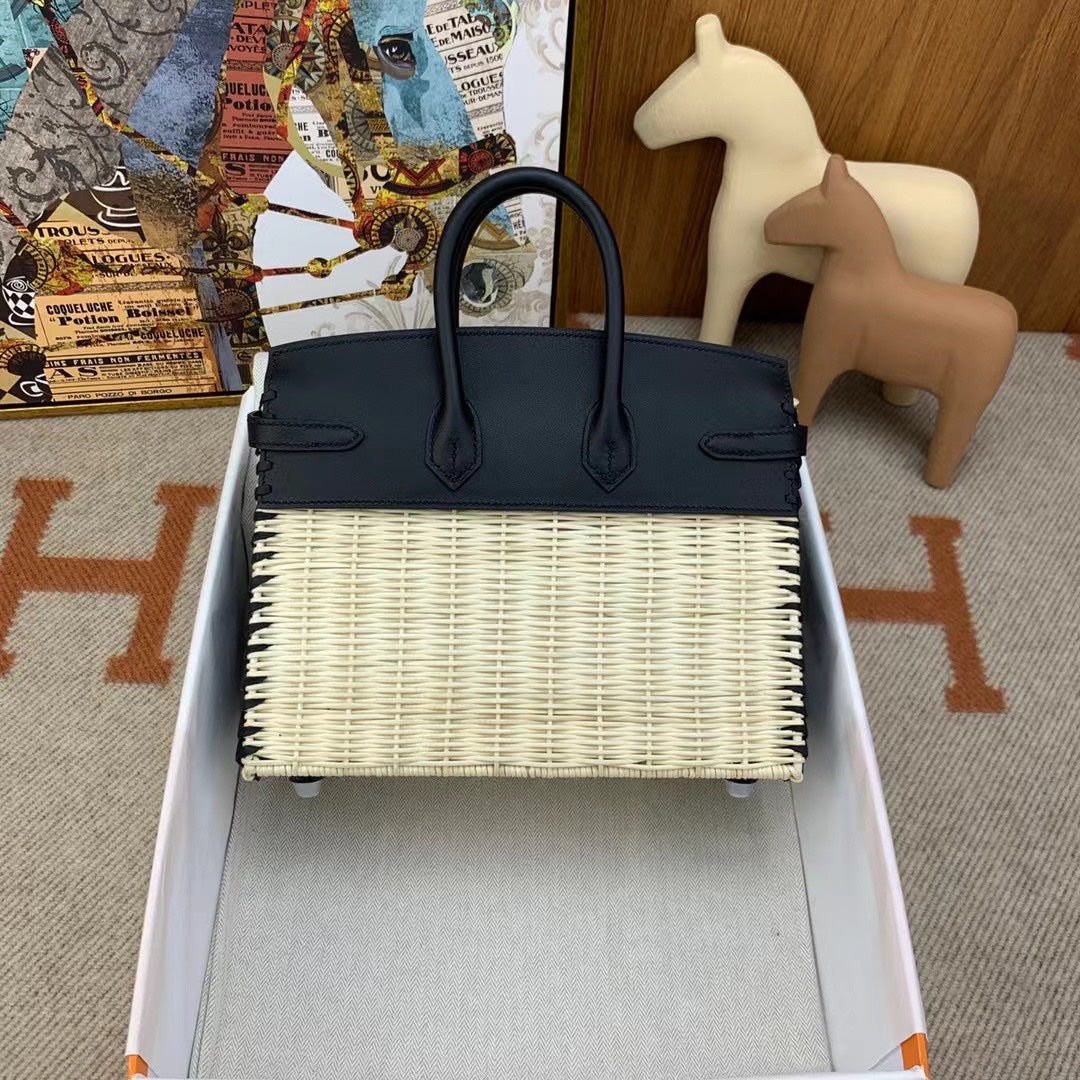 HM バーキン 25 cm ピクニック ブラック バンブー＆ラタン