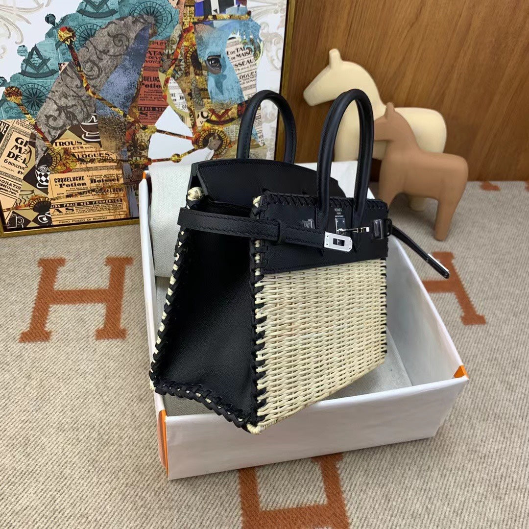 HM バーキン 25 cm ピクニック ブラック バンブー＆ラタン