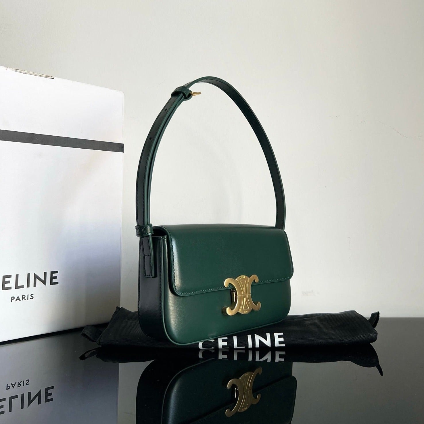 TRIOMPHE 20 CUIR DE VEAU VERT FONCÉ
