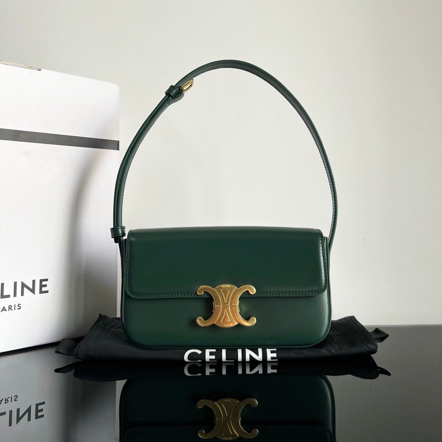 TRIOMPHE 20 CUIR DE VEAU VERT FONCÉ