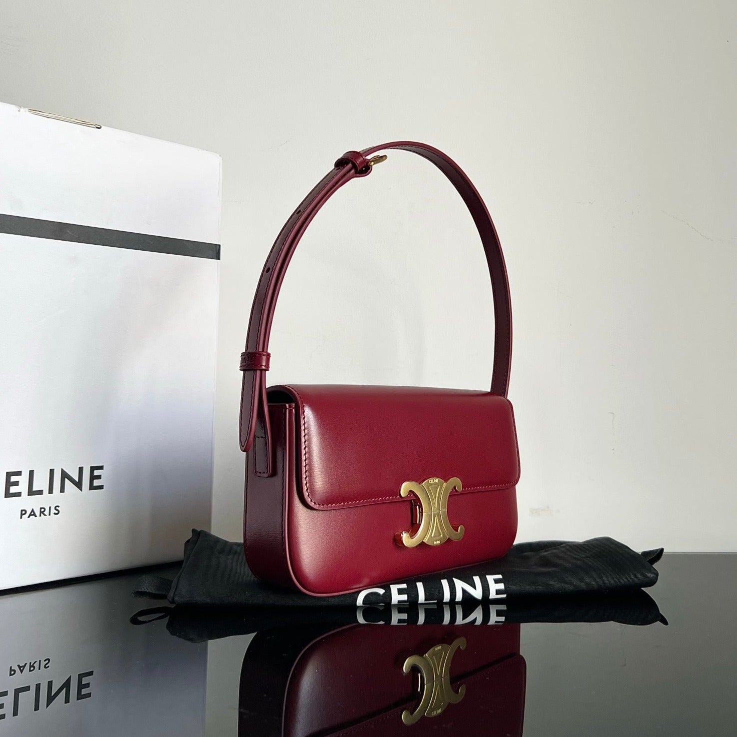TRIOMPHE 20 CUIR DE VEAU ROUGE BORDEAUX