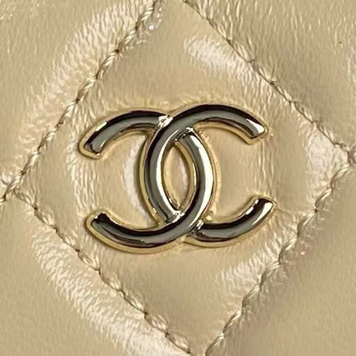 SAC APPAREIL PHOTO MOYEN 23 EN CUIR D'AGNEAU BEIGE JAUNE QUINCAILLERIE DORÉ 