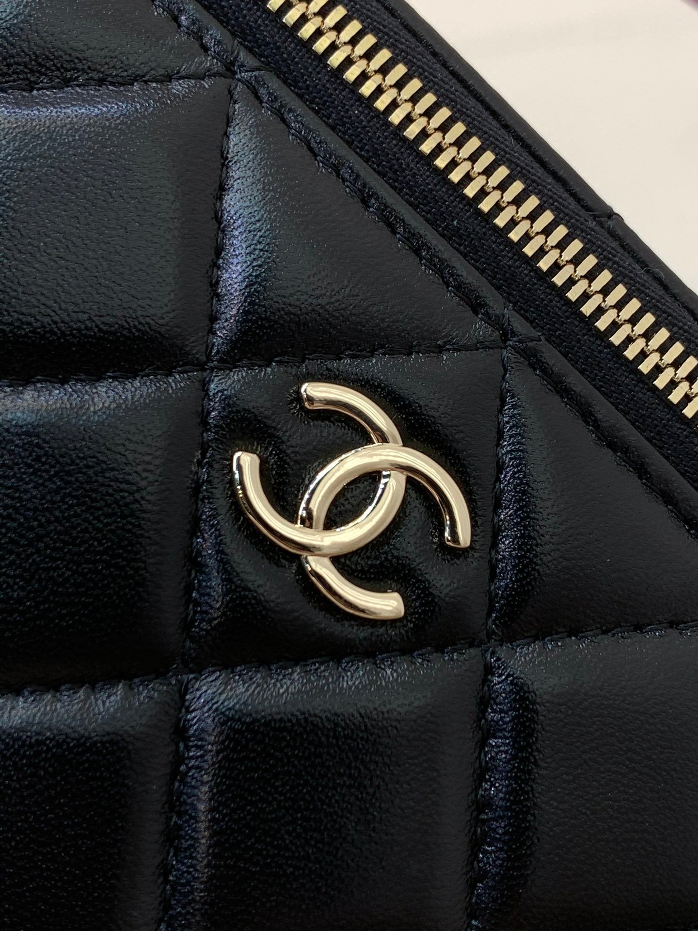 SAC À BANDOULIÈRE VANITY AVEC POIGNÉE SUPÉRIEURE 17 CM EN CUIR D'AGNEAU NOIR ROSE 