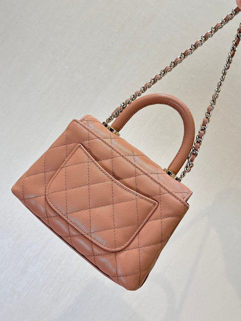 CC 24K COCO HANDLE NANO 14,5 CM BEGIE GRAINÉ VEAU QUINCAILLERIE DORÉ 