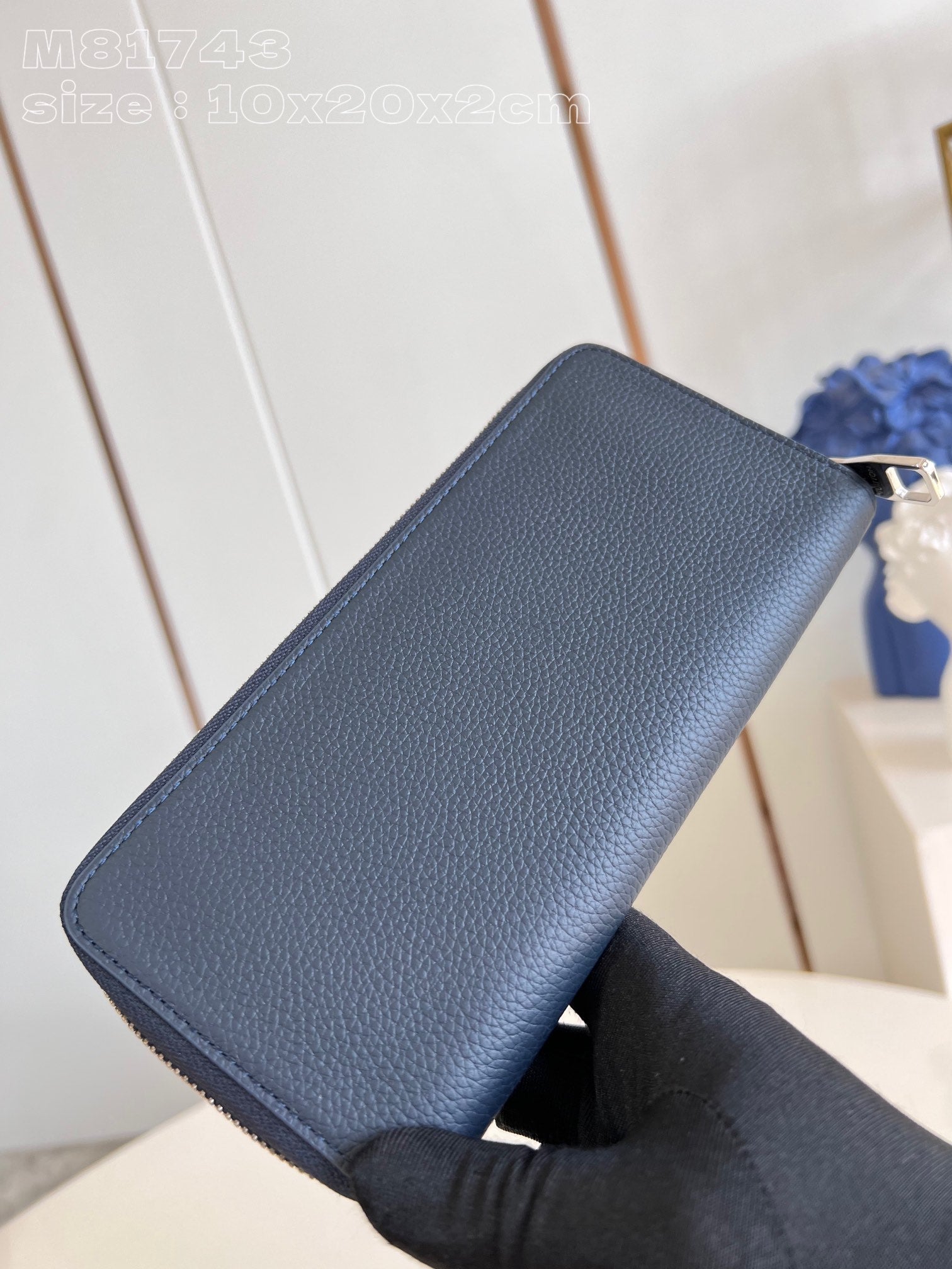 PORTEFEUILLE VERTICAL AÉROGRAMME ZIPPY 20 CM EN CUIR DE VEAU BLEU
