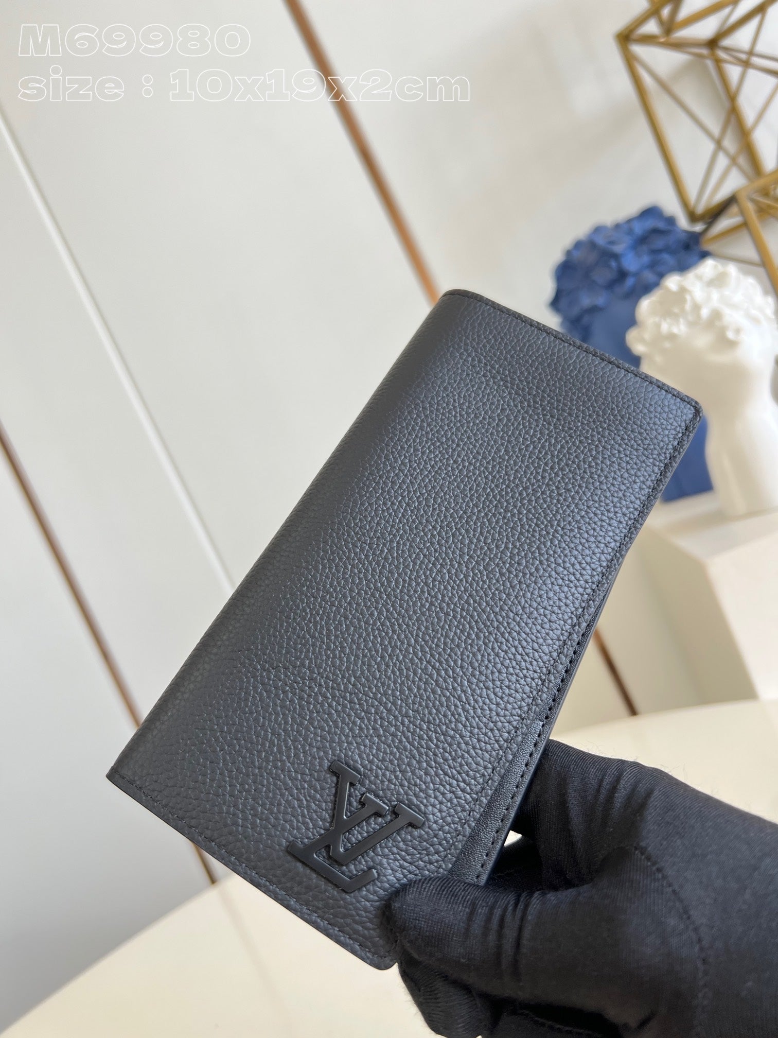 PORTEFEUILLE BRAZZA AEROGRAM 19CM CUIR DE VEAU NOIR